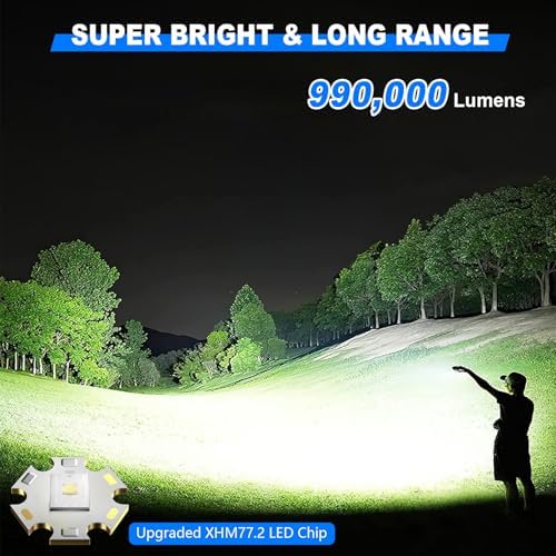 Goreit Adjustable 990000 Lumens Handheld Flashlight Waterproof Rechargeable for Emergency Use