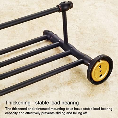 Black Copper Bath Towel Holder with 50cm Hanger Wall-Mounted Bathroom Rack