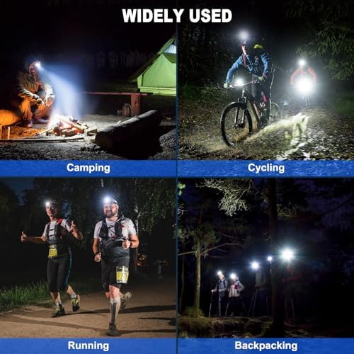 990000 Lumens Rechargeable Headlamp with 3 Modes and IPX7 Waterproof