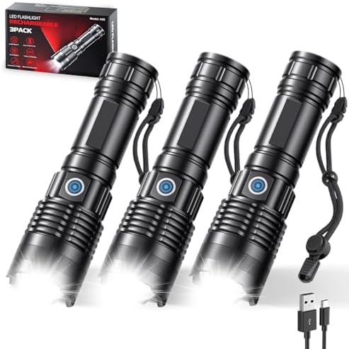 YLQFH 3 Pack Rechargeable Flashlights High Lumens