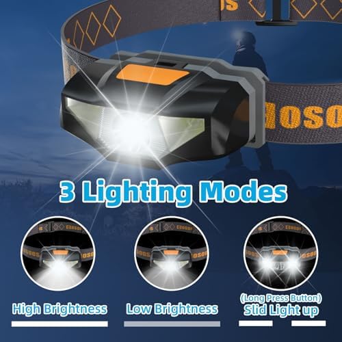 COSOOS Mini LED Headlamp Flashlight with Carrying Case - Lightweight Waterproof No AA Battery