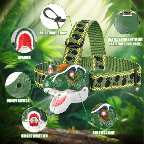 T-Rex Dinosaur LED Headlamp - Fun Outdoor Gear for Kids