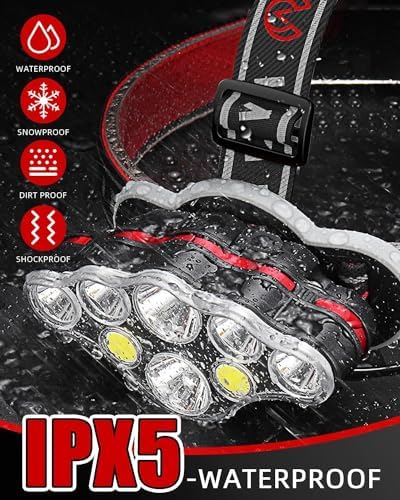 Rechargeable Headlamp 8 LED Modes Waterproof