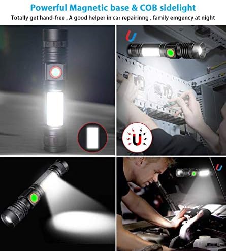 Hoxida Rechargeable LED Flashlight - Waterproof Magnetic Best for Camping