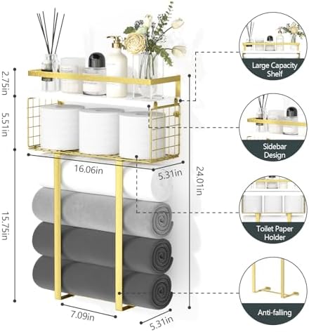 Stylish Floating Towel Rack with Decorative Design
