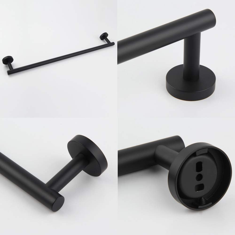 Sturdy Stainless Steel Bathroom Towel Bar Modern Black Design for Home Use