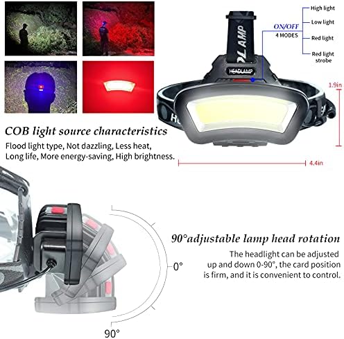 Bright Rechargeable 2000 Lumen COB Headlamp for Outdoor Use