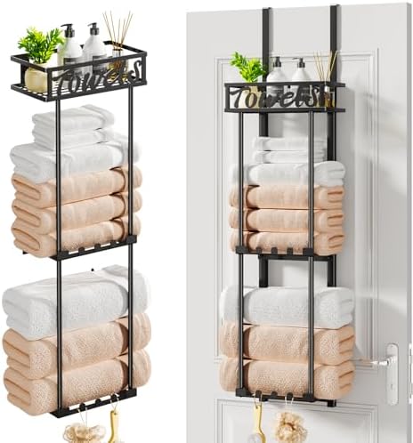 3-Tier Towel Rack Organizer for Small Bathroom Black