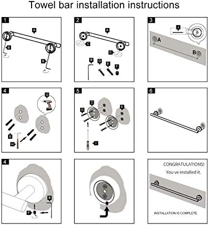 Sturdy Stainless Steel Bathroom Towel Bar Modern Black Design for Home Use