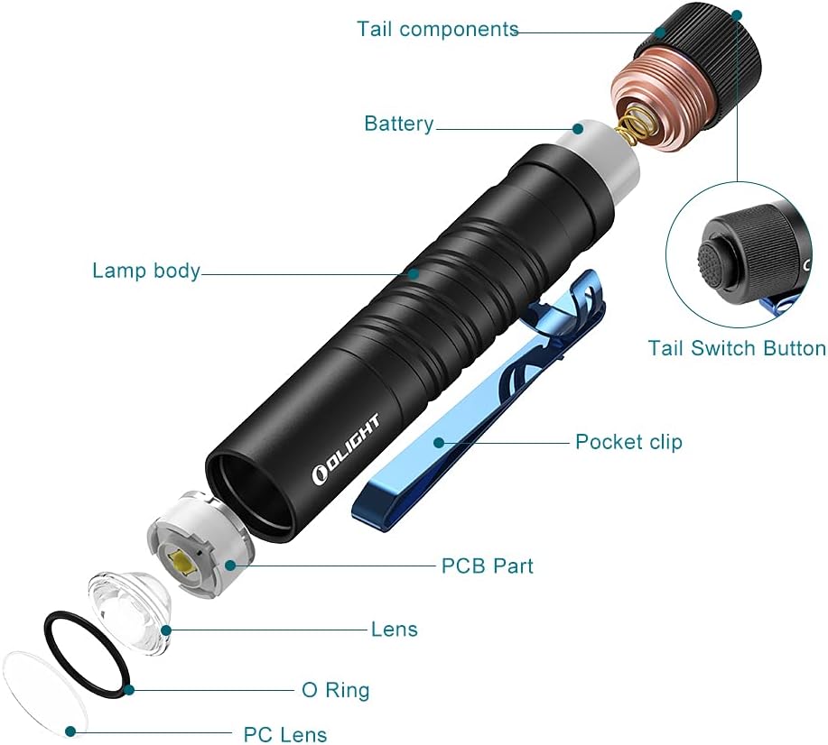 Dual-Output EDC Flashlight 300 Lumens Compact Design Tail Switch Long Battery Life