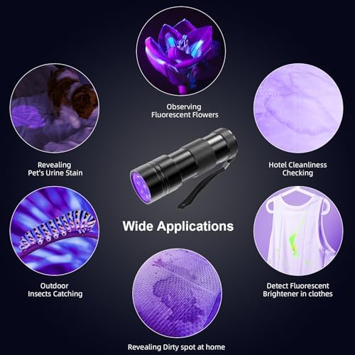 4Pack UV Flashlight for Pets Travelers Compact Waterproof