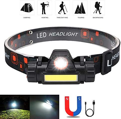 2-Piece Rechargeable Forehead Headlight for Night Walking Camping