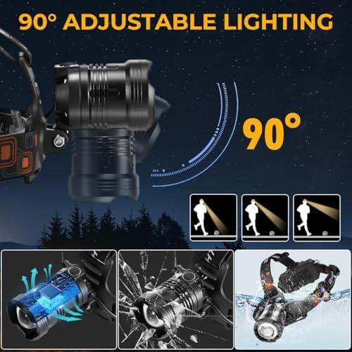 UUYEE 2-Piece Headlamp Adjustable Bright Rechargeable Camping Essentials