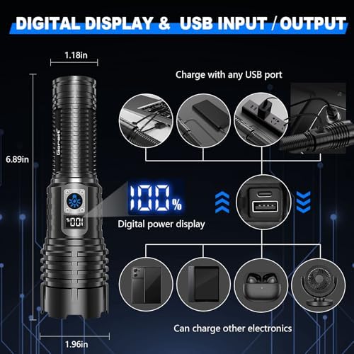 Goreit Adjustable 990000 Lumens Handheld Flashlight Waterproof Rechargeable for Emergency Use