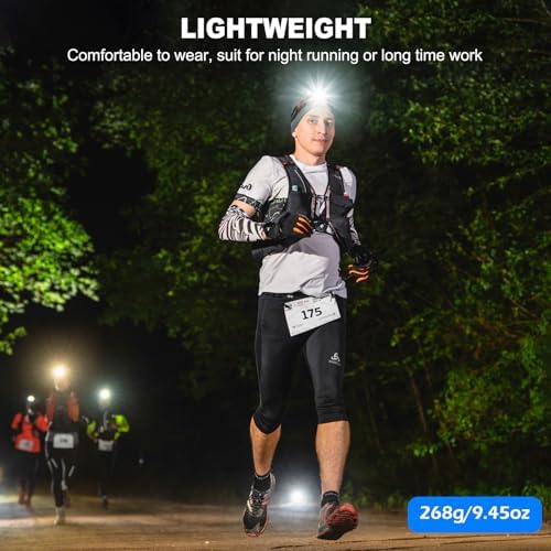 SKNSL Rechargeable Headlamp 2Pack with 3 Modes and 90 Adjustability