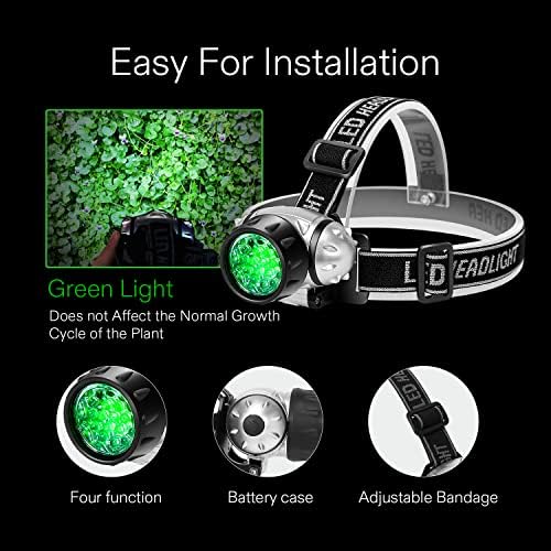VIVOSUN 2 Pack 19 Bulb Green Light Headlamp for Grow Room