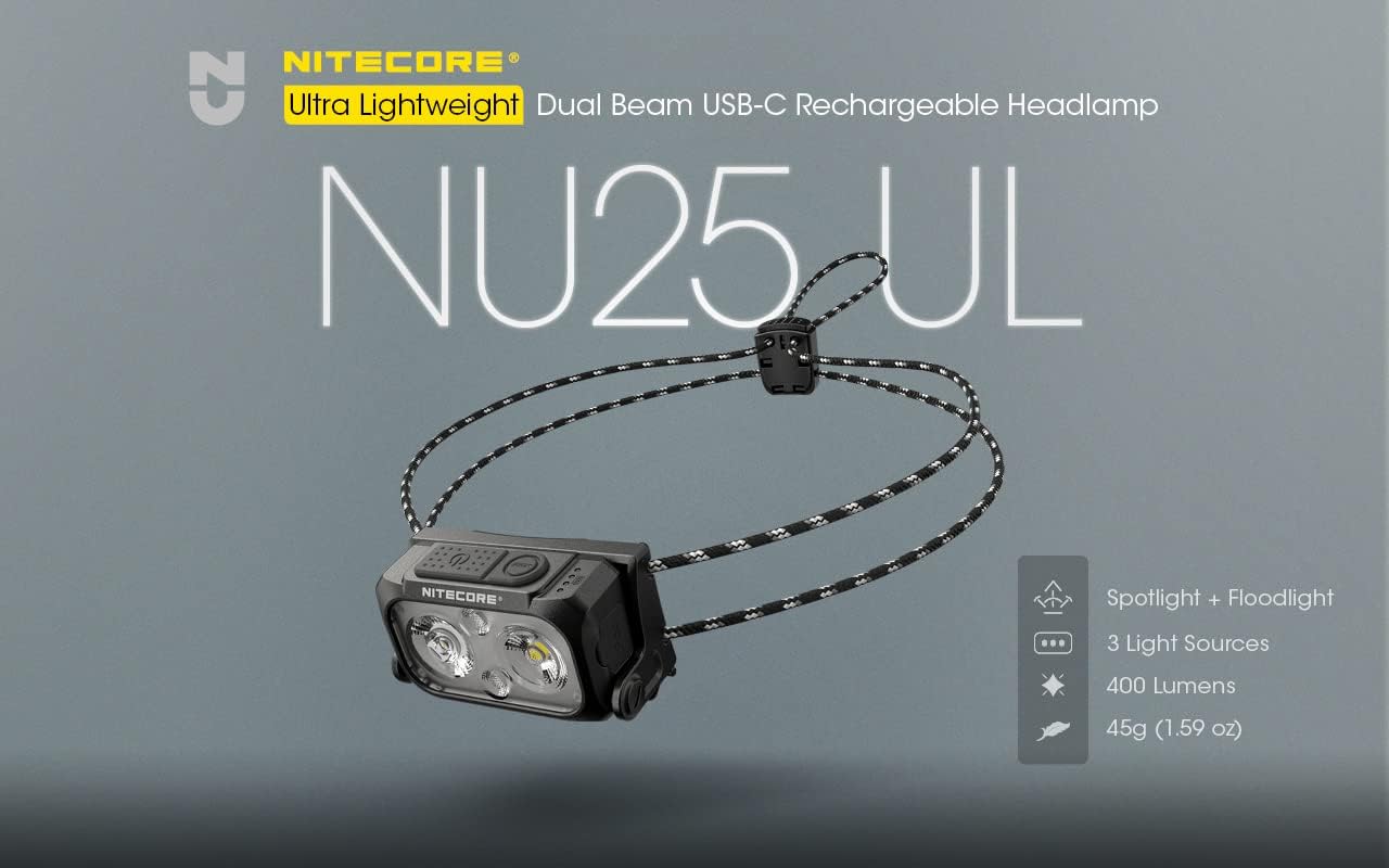 Nitecore NU25 Bright Durable Headlamp for Hiking Backpacking