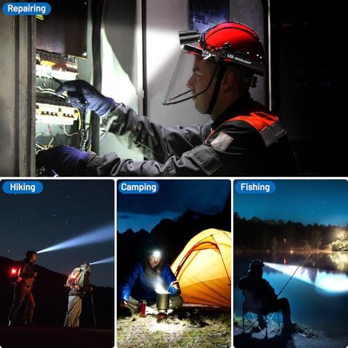 990000 Lumens 2-Pack Rechargeable LED Headlamp for Adults