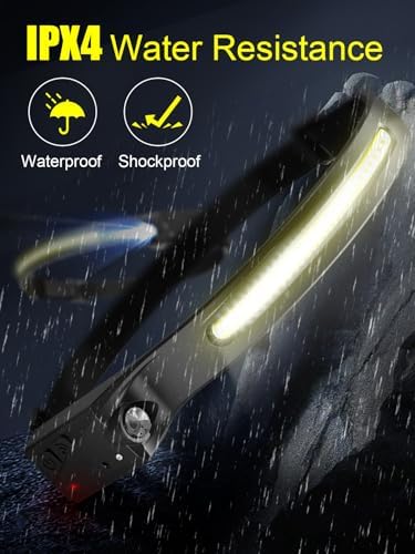 UNBON Rechargeable 230 Beam Headlamp with Motion Sensor and Hard Hat Mode