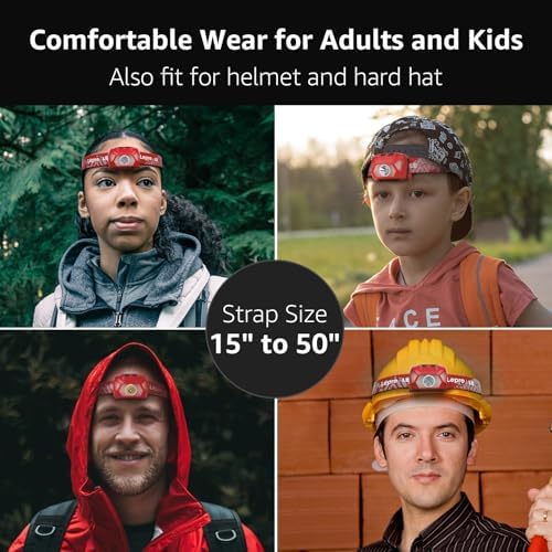 Sunbrighter Red LED Headlamp with 1300Lux - IPX4 Waterproof for Hiking and Camping
