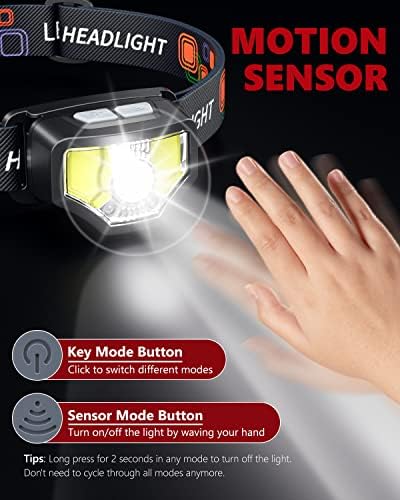 Two-Piece 1200 lumen Rechargeable Headlamp with Motion Sensor