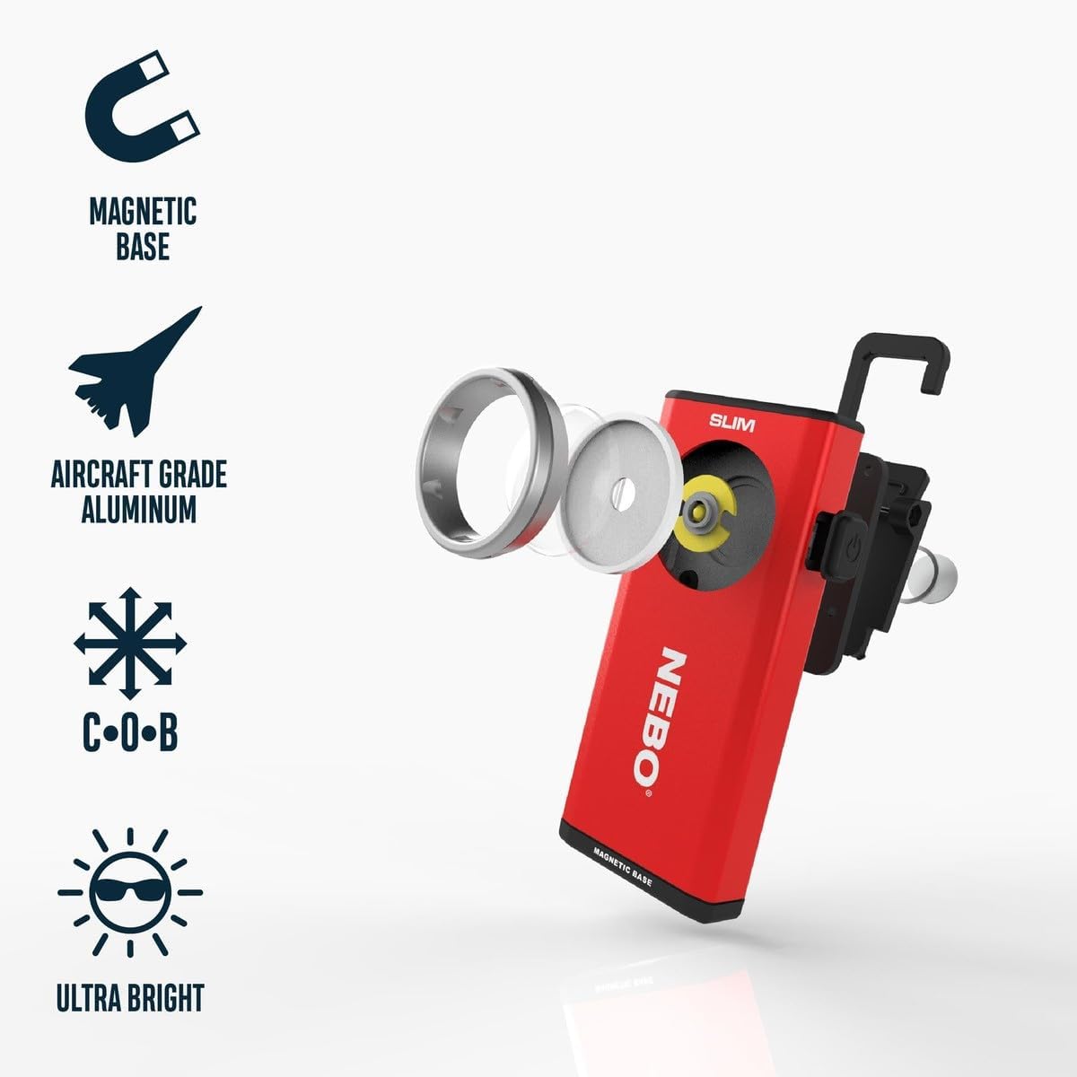 NEBO Slim Work Light USB Rechargeable BrightPocket Light with Clip