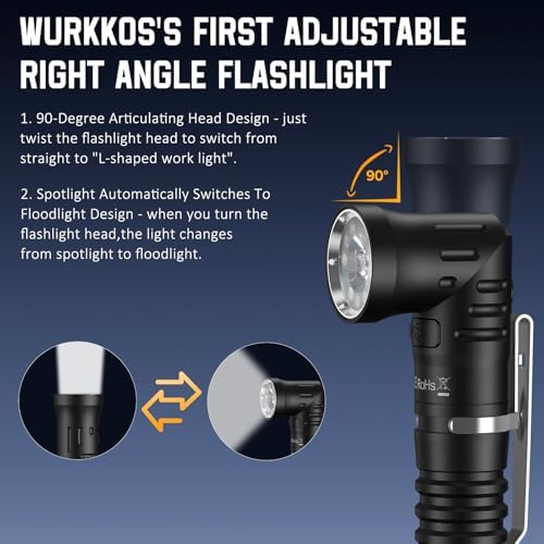 Wurkkos HD11 Right Angle Flashlight with 1800 Lumens Magnetic Flashlight