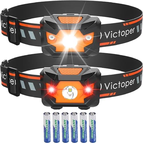 Victoper Headlamp 2Pack 4 Modes Red Light Waterproof Headlamp for Camping Hiking