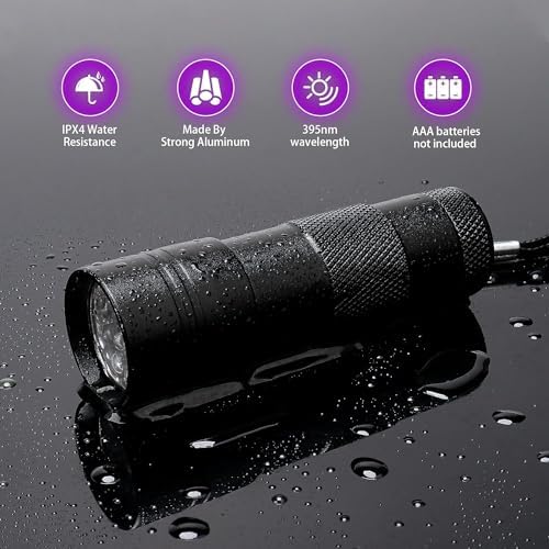 4Pack UV Flashlight for Pets Travelers Compact Waterproof