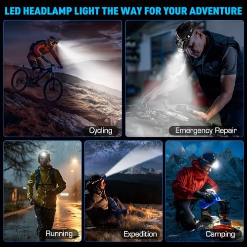 Bright Durable Headlamp with 5 Modes IPX7 Weather Resistance
