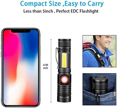 Hoxida Rechargeable LED Flashlight - Waterproof Magnetic Best for Camping