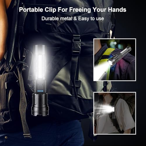 Handheld Flashlights for Tough Jobs Zoom Function 1000000 Lumens with Dual Illuminations