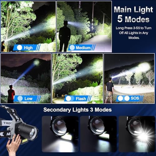 Bud K Rechargeable LED Headlamp Super Bright 120000 Lumens