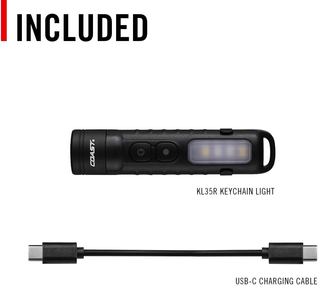 Coast KL35R Rechargeable LED Pocket Flashlight with RED Light