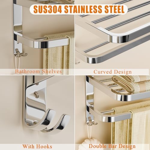 3-Tier Stainless Steel Towel Rack 40lbs Capacity Smooth Finish Easy to Install
