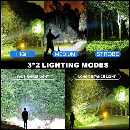 IP67 Waterproof 100000 Lumens Rechargeable Headlamp 90 Adjust 2x3 Modes 2h Charge