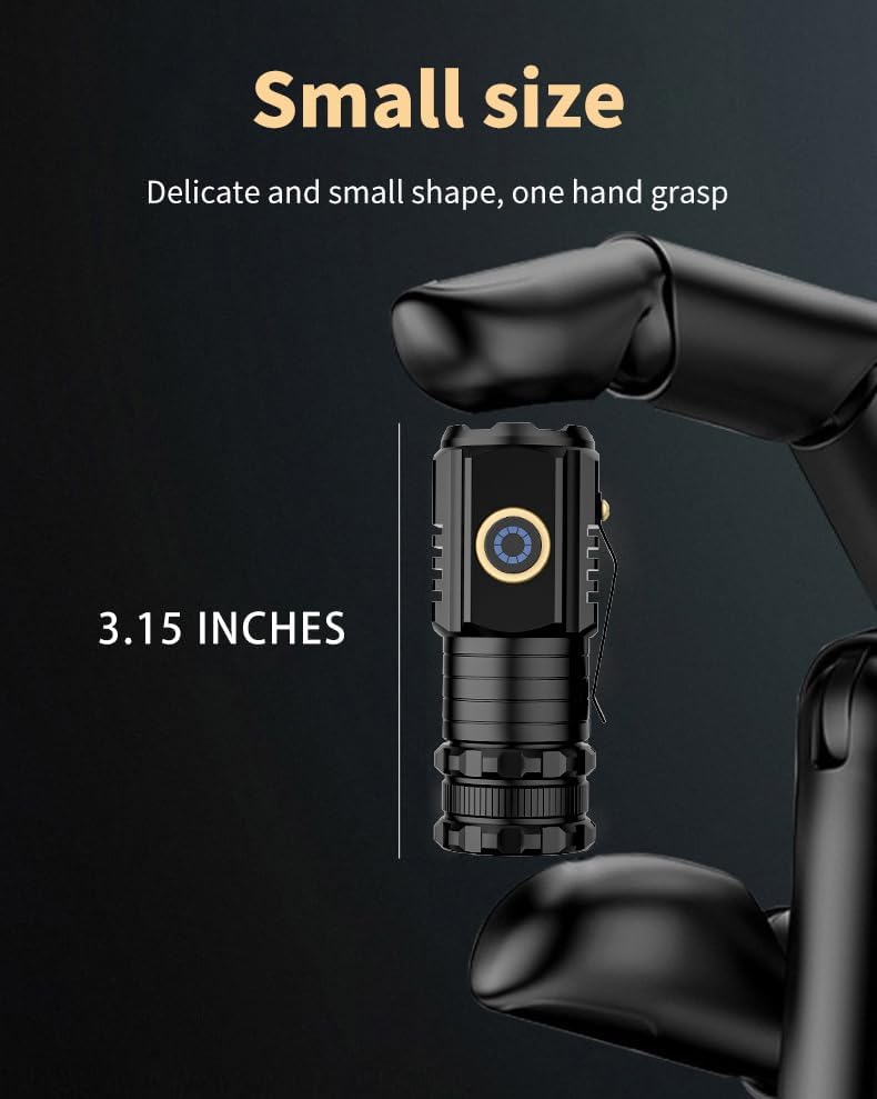 Mini LED Flashlight with 5 Light Modes Rechargeable USB-C Magnetic Pocket