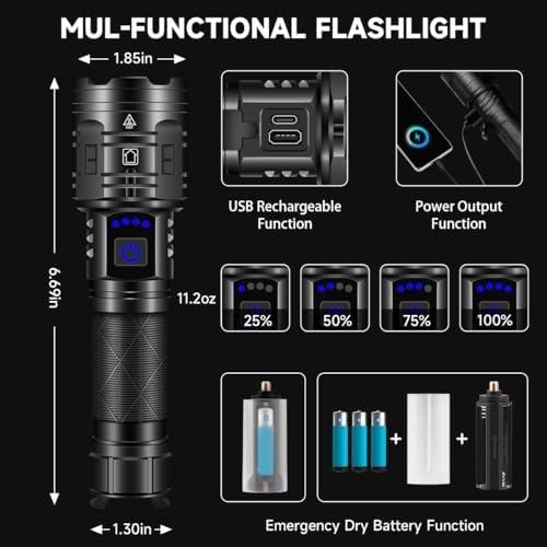 Powerful emerged tactical flashlight
