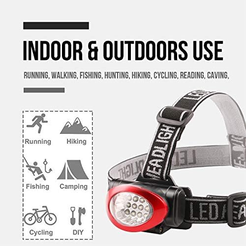 Lichamp 10-Piece Headlamp Set - 12 LED 3 Modes Adjustable Headband