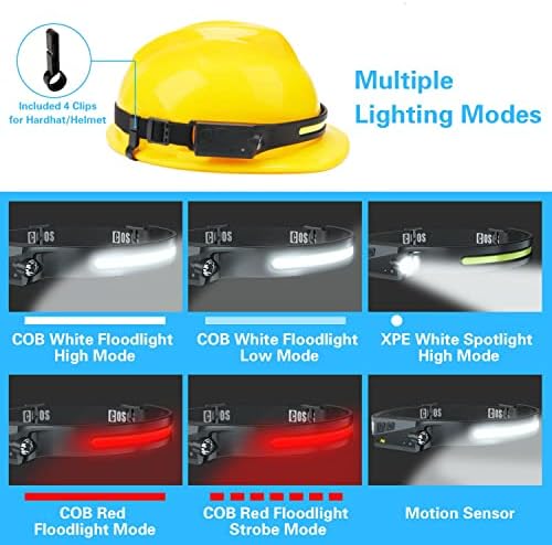 COSOOS Original 2 Rechargeable Headlamp w Carry Case Red Light Motion Sensor