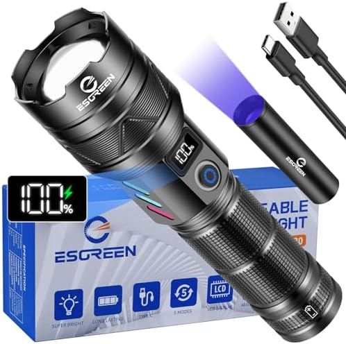 ESGREEN Rechargeable Flashlight with 5000ft Beam