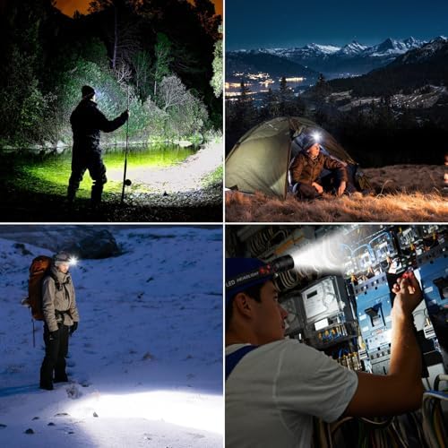 SKNSL Rechargeable Headlamp 2Pack with 3 Modes and 90 Adjustability