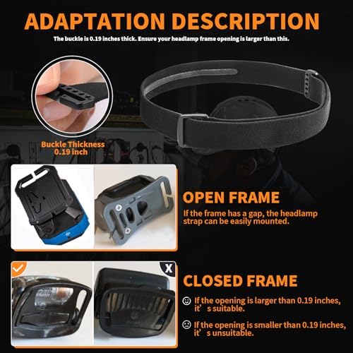 AHULIAO Elastic Headlamp Strap 1 - 2 Pack