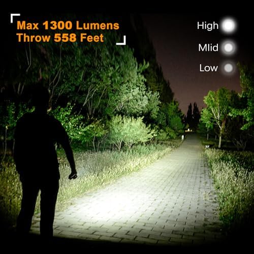 VTIGER T1A 1300 Lumens EDC Flashlight with Magnetic Clip