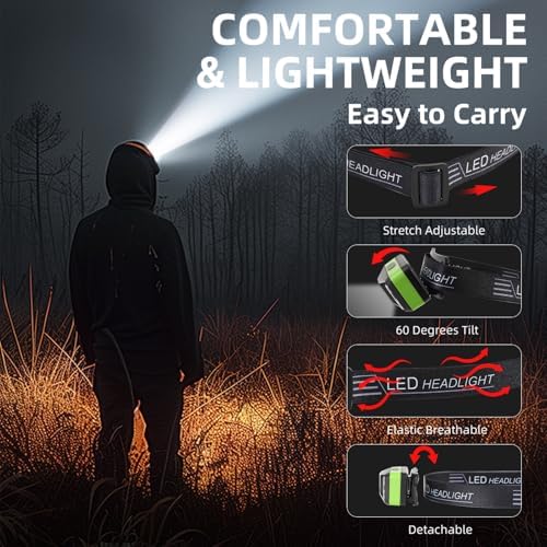 Rechargeable Headlamp 3-Pack WhiteRedOrange