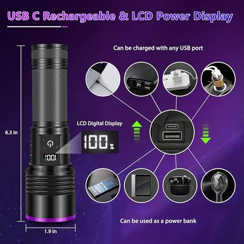Powerful 365NM UV Flashlight for Pet Urine Scorpion Detection