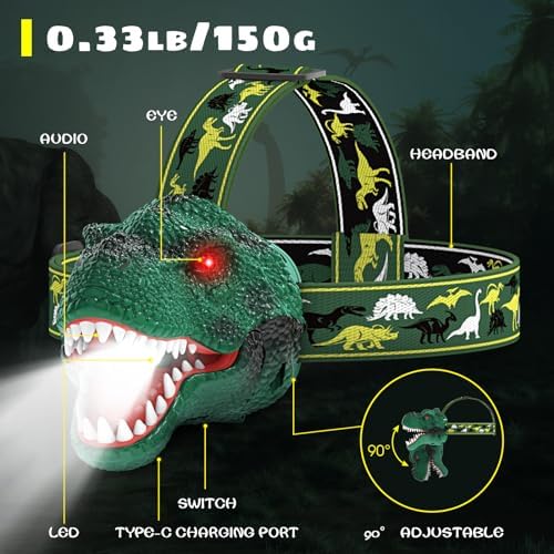 Dysaim T-Rex Headlamp for Kids