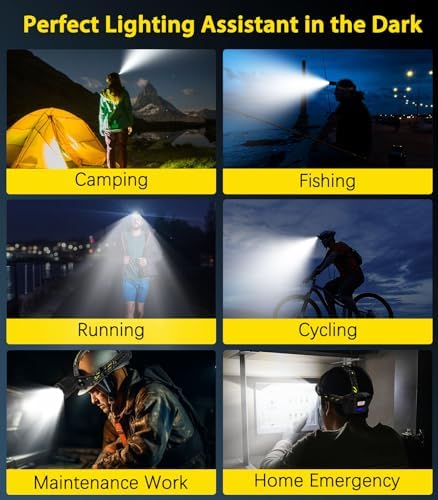 MoKo 90000LM Headlamp Ultimate Safety Solution for Camping Hiking More