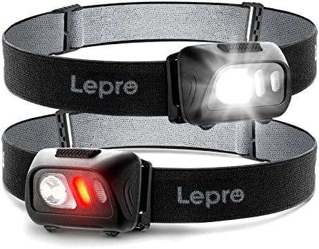 1500Lux Led Headlamp with 6 Lighting Modes and Red Light - 2 Pack