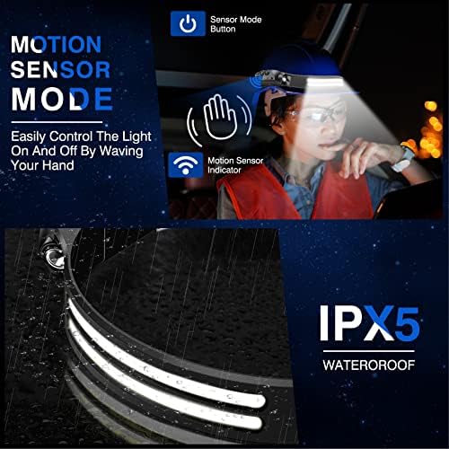 KIDECCE Rechargeable Headlamp 230 wide beam set - 2000 lumens Motion sensor